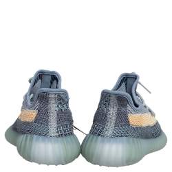 مملوكة مسبقًا Yeezy x Adidas Blue/Yellow Knit Fabric Boost 350 V2 Ash Blue Sneakers Size 37 1/3