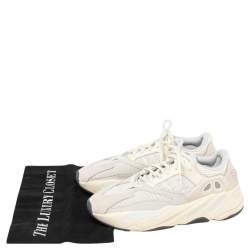 Pre Owned Yeezy x Adidas White Suede and Mesh Yeezy 700 Analog Sneakers Size 38.5