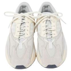 Pre Owned Yeezy x Adidas White Suede and Mesh Yeezy 700 Analog Sneakers Size 38.5