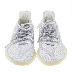 Pre Owned Yeezy x Adidas White/Grey Knit Fabric Boost 350 V2 Cloud Sneakers Size 38.5