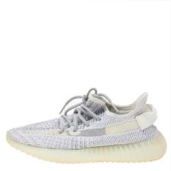 Pre Owned Yeezy x Adidas White/Grey Knit Fabric Boost 350 V2 Cloud Sneakers Size 38.5