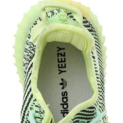 Pre Owned Yeezy x Adidas Green/Black Knit Fabric Boost 350 V2 Yezreel Sneakers Size 36