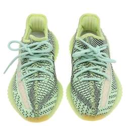 Pre Owned Yeezy x Adidas Green/Black Knit Fabric Boost 350 V2 Yezreel Sneakers Size 36