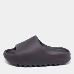 Pre Owned Yeezy x Adidas Black Rubber Onyx Flat Slides Size 37