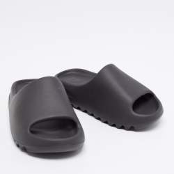 Pre Owned Yeezy x Adidas Black Rubber Onyx Flat Slides Size 37