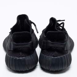 Pre Owned Yeezy x Adidas Black Knit Fabric Boost 350 V2 Onyx Low-Top Sneakers Size 41 1/3