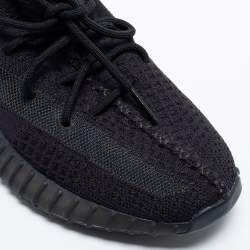 Pre Owned Yeezy x Adidas Black Knit Fabric Boost 350 V2 Onyx Low-Top Sneakers Size 41 1/3