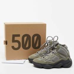 Pre Owned Yeezy x Adidas Grey Suede and Neoprene 500 High Mist Slate Sneakers Size 38