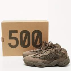 Pre Owned Yeezy x Adidas Green/Grey Suede and Fabric Yeezy 500 Clay-Brown Sneakers Size 36 2/3