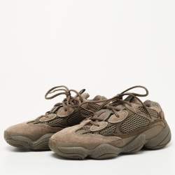 Pre Owned Yeezy x Adidas Green/Grey Suede and Fabric Yeezy 500 Clay-Brown Sneakers Size 36 2/3