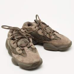 Pre Owned Yeezy x Adidas Green/Grey Suede and Fabric Yeezy 500 Clay-Brown Sneakers Size 36 2/3