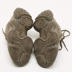 Pre Owned Yeezy x Adidas Green/Grey Suede and Fabric Yeezy 500 Clay-Brown Sneakers Size 36 2/3