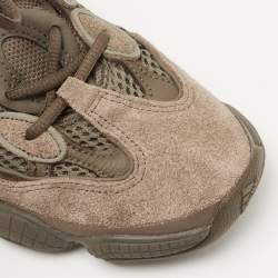 Pre Owned Yeezy x Adidas Green/Grey Suede and Fabric Yeezy 500 Clay-Brown Sneakers Size 36 2/3