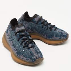 Pre Owned Yeezy x Adidas Blue/Grey Knit Fabric Boost 380 Covellite Sneakers Size 39 1/3