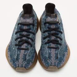 Pre Owned Yeezy x Adidas Blue/Grey Knit Fabric Boost 380 Covellite Sneakers Size 39 1/3