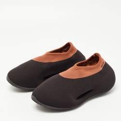 Pre Owned Yeezy x Adidas Black/Brown Knit Fabric RNR Stone Carbon Sneakers Size 38 2/3