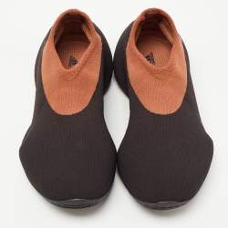 Pre Owned Yeezy x Adidas Black/Brown Knit Fabric RNR Stone Carbon Sneakers Size 38 2/3