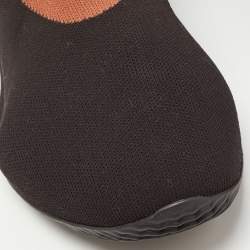 Pre Owned Yeezy x Adidas Black/Brown Knit Fabric RNR Stone Carbon Sneakers Size 38 2/3