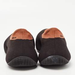 Pre Owned Yeezy x Adidas Black/Brown Knit Fabric RNR Stone Carbon Sneakers Size 38 2/3