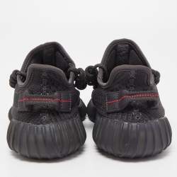 Pre Owned Yeezy x Adidas Black Knit Fabric Boost 350 V2 Black Angel Non Reflective Sneakers Size 36 2/3