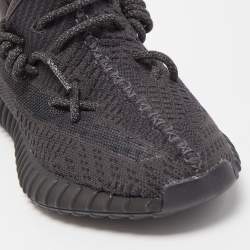 Pre Owned Yeezy x Adidas Black Knit Fabric Boost 350 V2 Black Angel Non Reflective Sneakers Size 36 2/3