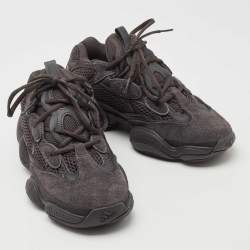 Pre Owned Yeezy x Adidas Black Mesh and Suede Boost 500 Utility Black Sneakers Size 38 2/3