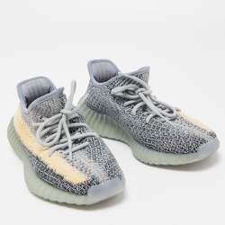 Pre Owned Yeezy x Adidas Blue Knit Fabric Boost 350 V2 Ash Blue Sneakers Size 38