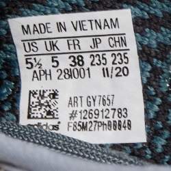 Pre Owned Yeezy x Adidas Blue Knit Fabric Boost 350 V2 Ash Blue Sneakers Size 38