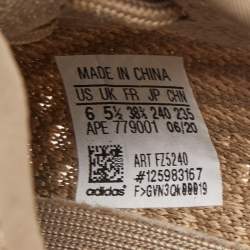 Pre Owned Yeezy x Adidas Brown Knit Fabric Boost 350 V2 Sand Taupe Sneakers Size 38 2/3
