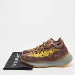 Pre Owned Yeezy x Adidas Brown Knit Fabric Boost 380 lmnte Sneakers Size 38 2/3