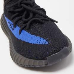 Yeezy x Adidas Navy Blue/Black Knit Fabric Boost 350 V2 Sneakers Size 38