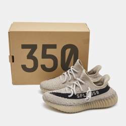 Pre Owned Yeezy x Adidas White Fabric Boost 350 V2 Slate Core Sneakers Size 37 2/3