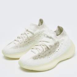 Pre Owned Yeezy x Adidas White Fabric Boost 380 calcite-glow Sneakers Size 38