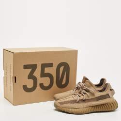 Pre Owned Yeezy x Adidas Brown Mesh and Fabric Boost 350 V2 Earth Sneakers Size 39 1/3