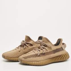 Pre Owned Yeezy x Adidas Brown Mesh and Fabric Boost 350 V2 Earth Sneakers Size 39 1/3
