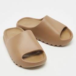 Yeezy x Adidas Brown Rubber Ochre Flat Slides Size 38