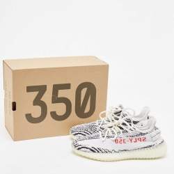 Pre Owned Yeezy x adidas White/Black Knit Fabric Boost 350 V2 Zebra Sneakers Size 41 1/3