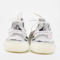 Pre Owned Yeezy x adidas White/Black Knit Fabric Boost 350 V2 Zebra Sneakers Size 41 1/3