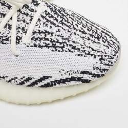 Pre Owned Yeezy x adidas White/Black Knit Fabric Boost 350 V2 Zebra Sneakers Size 41 1/3