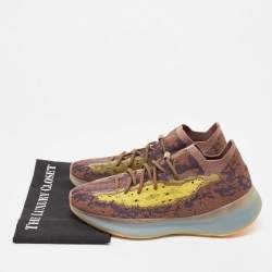 Pre Owned Yeezy x Adidas Brown/Yellow Knit Fabric Boost 380 Imnte Sneakers Size 44.5