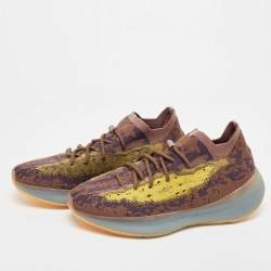 Pre Owned Yeezy x Adidas Brown/Yellow Knit Fabric Boost 380 Imnte Sneakers Size 44.5