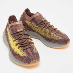 Pre Owned Yeezy x Adidas Brown/Yellow Knit Fabric Boost 380 Imnte Sneakers Size 44.5