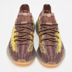 Pre Owned Yeezy x Adidas Brown/Yellow Knit Fabric Boost 380 Imnte Sneakers Size 44.5