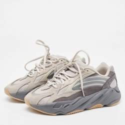 Pre Owned Yeezy x Adidas Grey Suede and Fabric Boost 700 V2 Tephra Sneakers Size 40