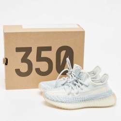 Yeezy x Adidas Whiite/Blue Knit Fabric Boost 350 V2 Cloud White Non Reflective Sneakers Size 36 2/3 