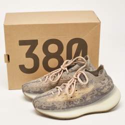 Pre Owned Yeezy x Adidas Grey/Beige Knit Fabric Boost 380 Mist Sneakers Size 38