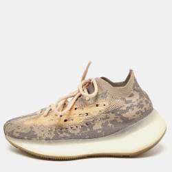 Pre Owned Yeezy x Adidas Grey/Beige Knit Fabric Boost 380 Mist Sneakers Size 38
