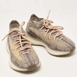 Pre Owned Yeezy x Adidas Grey/Beige Knit Fabric Boost 380 Mist Sneakers Size 38