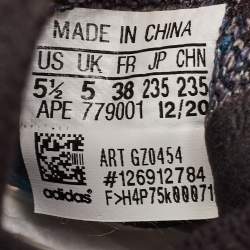 Pre Owned Yeezy x adidas Blue/Grey Knit Fabric Boost 380 Covellite Low Top Sneakers Size 38