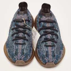 Pre Owned Yeezy x adidas Blue/Grey Knit Fabric Boost 380 Covellite Low Top Sneakers Size 38